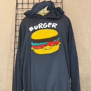Men's Navy Blue “Burger” Graphic Hoodie